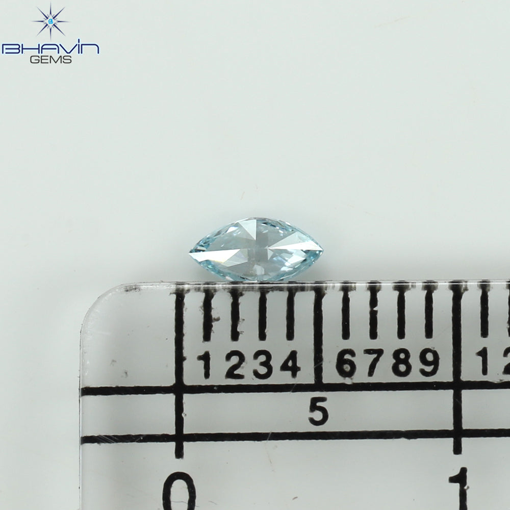 0.11 CT Natural Marquise Diamond Enhanced Greenish Blue Color Clarity VVS1 (4.91 MM)