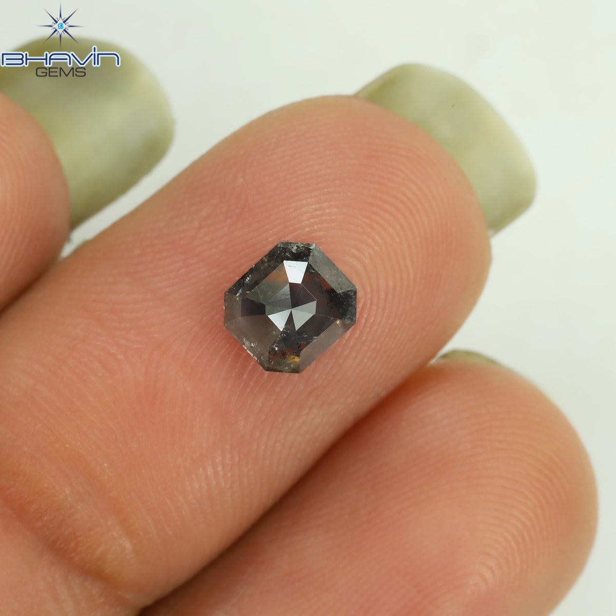 0.85 CT Natural Asscher Diamond Grey Color Clarity I3 (5.32 MM)
