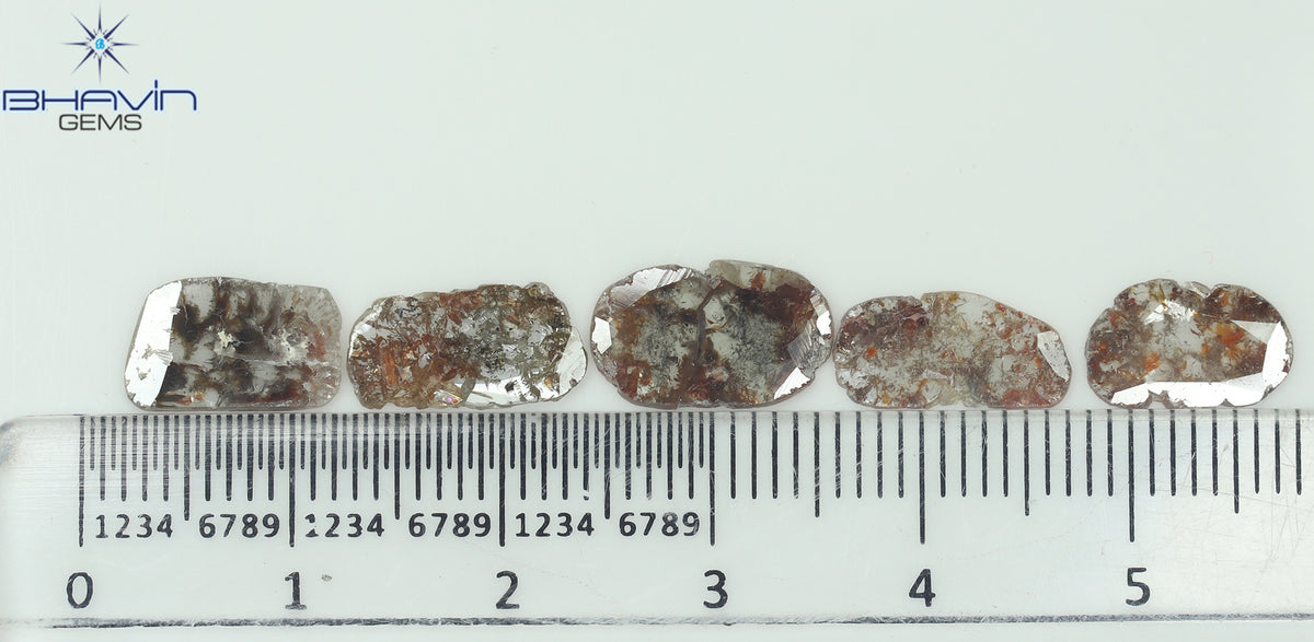 3.57 CT (5 Pcs) Slice Natural Loose Diamond Brown Color Clarity I3 (11.59 MM)