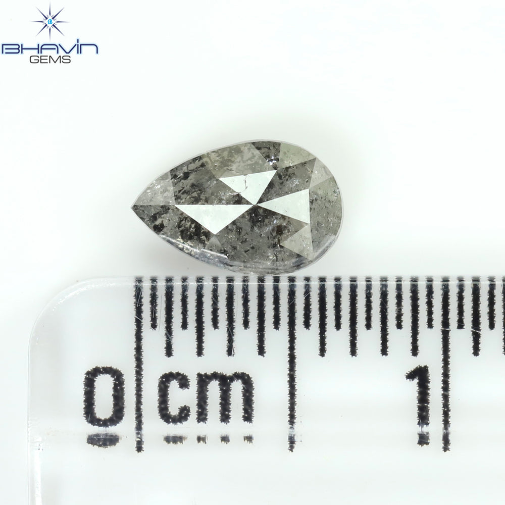 0.64 CT ペアシェイプ ナチュラル ルース ダイヤモンド ソルト アンド ペッパー カラー I3 クラリティ (6.92 MM)