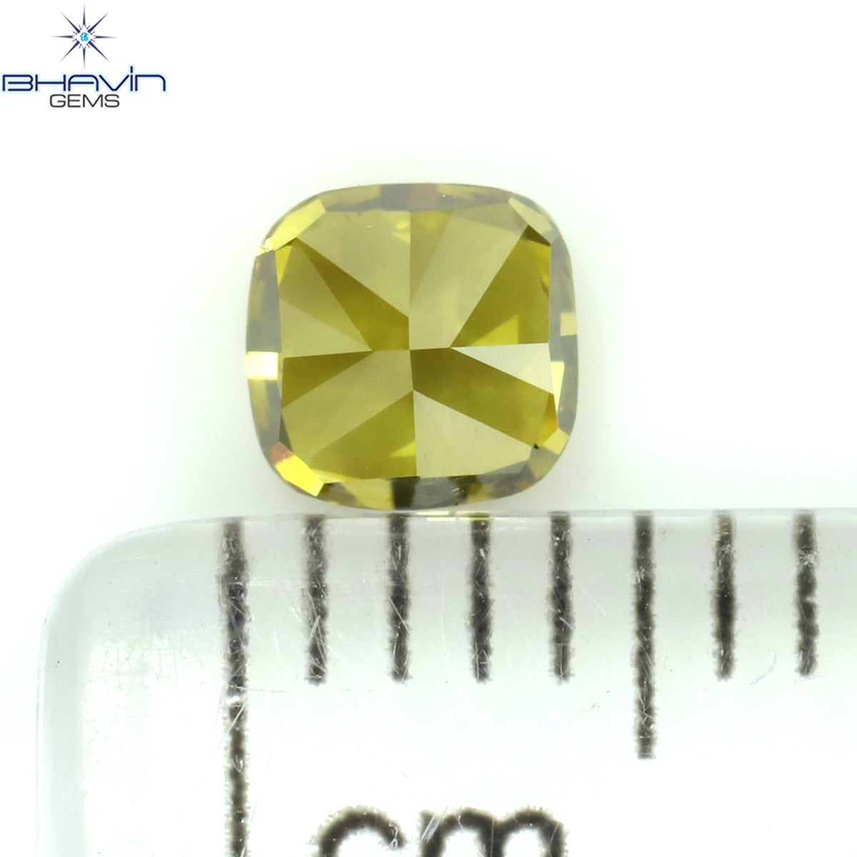 0.40 CT Natural Cushion Diamond Enhanced Green Color Clarity VS2 (4.10 MM)