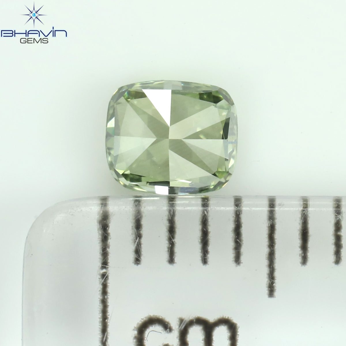 0.26 CT Natural Cushion Diamond Enhanced Green Color Clarity VS1 (4.00 MM)
