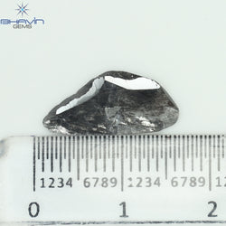 1.57 CT スライス シェイプ ナチュラル ダイヤモンド ソルト アンド ペッパー カラー I3 クラリティ (13.40 MM)