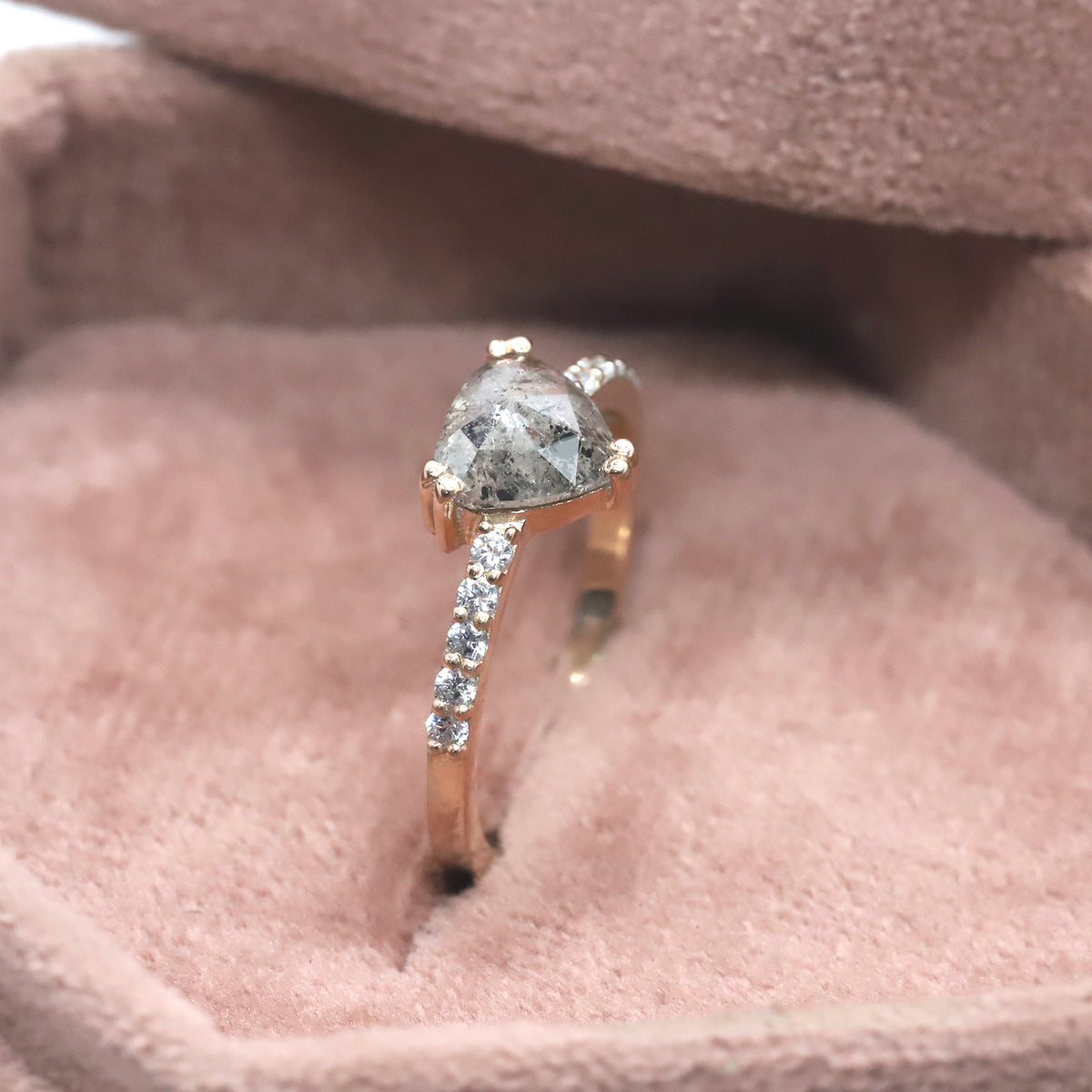 Heart Diamond Salt And Pepper Diamond Natural Diamond Ring Engagement Ring