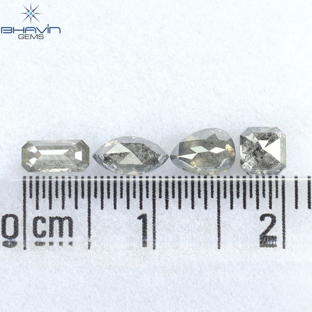 1.26 CT/4 PCS Mix Shape Natural Diamond Salt And pepper Color I3 Clarity (5.94 MM)