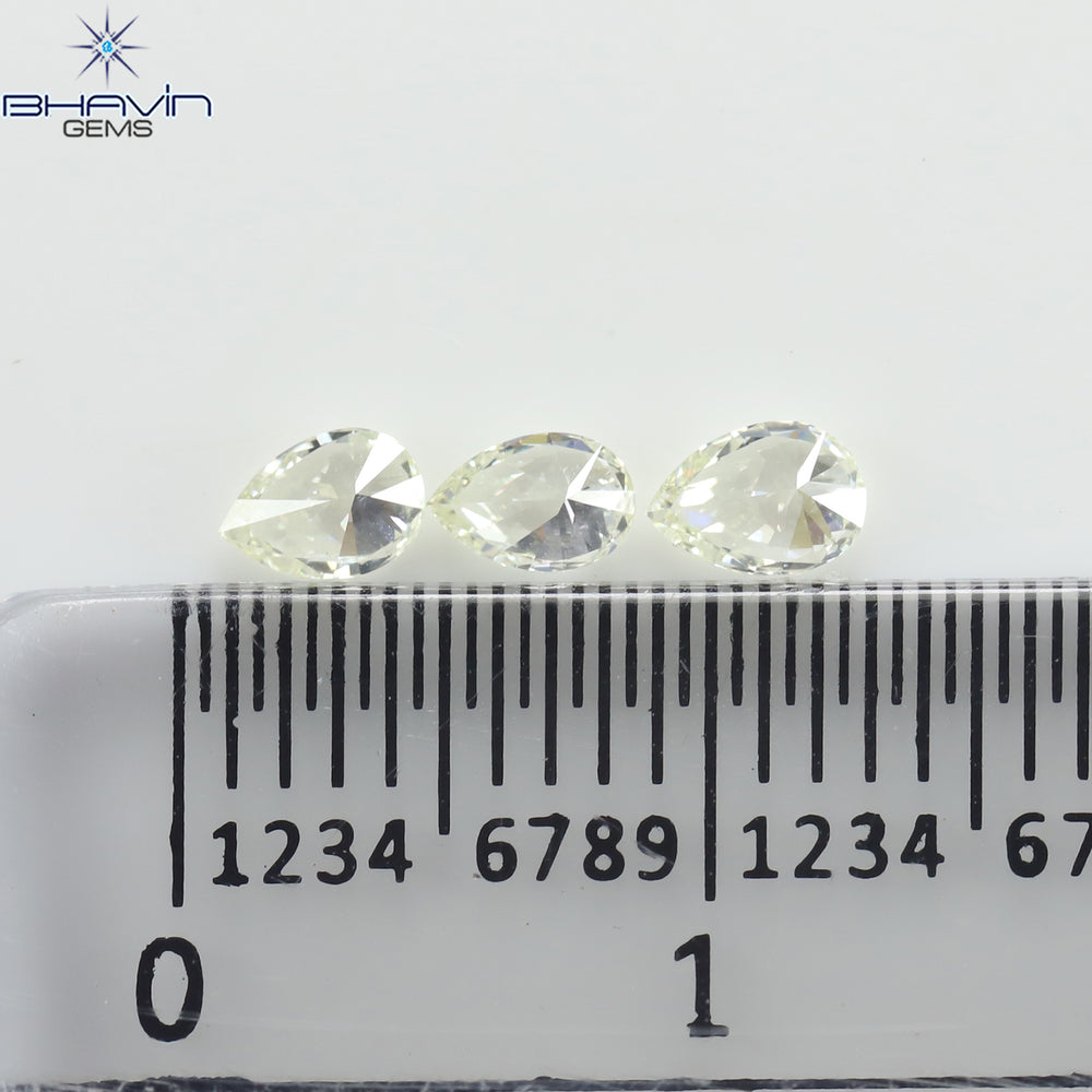 0.35 CT/3 ピース ペアシェイプ ナチュラル ダイヤモンド ホワイト(K) カラー VS1 クラリティ (4.14 MM)