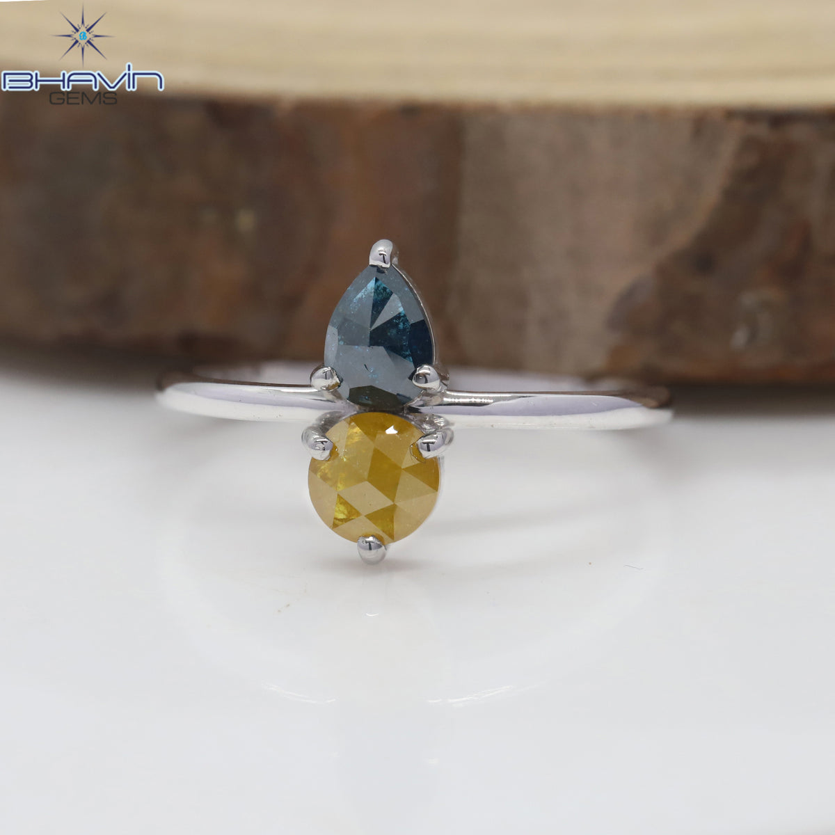 Round Rose Cut And Pear Diamond Natural Diamond Ring Gold Ring Engagement Ring