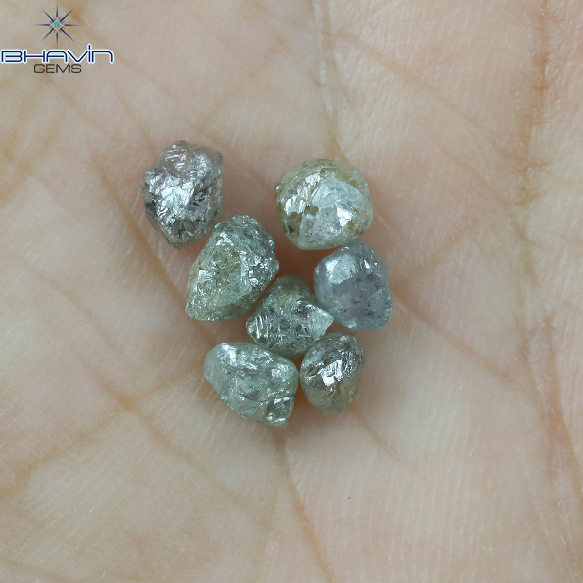 2.17 CT/7 Pcs Natural Rough Diamond Salt And Pepper Color Clarity I3 (3.77 MM)