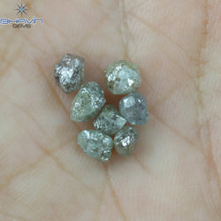 2.17 CT/7 個のラフ シェイプ ソルト アンド ペッパー カラー ナチュラル ダイヤモンド I3 クラリティ (3.77 MM)
