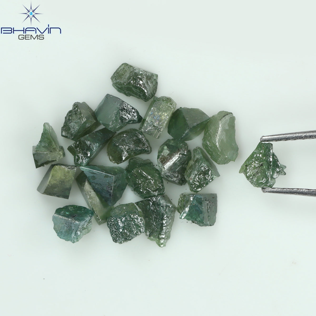 5.14 CT/20 ピース グリーン カラー ラフ ダイヤモンド ナチュラル ルース ダイヤモンド I3 クラリティ (4.08 MM)