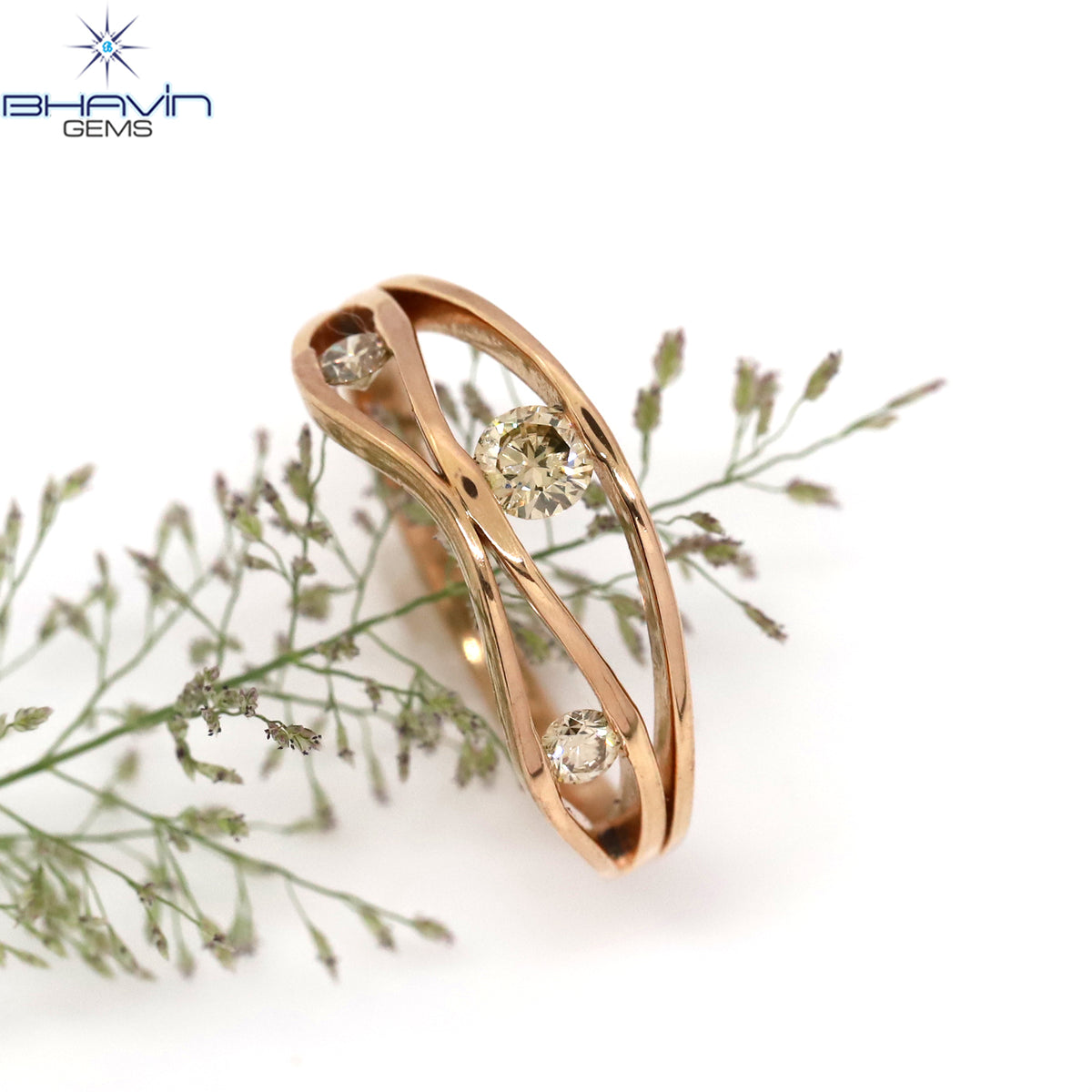 Trio Natural Diamond Criss-Cross Statement Ring