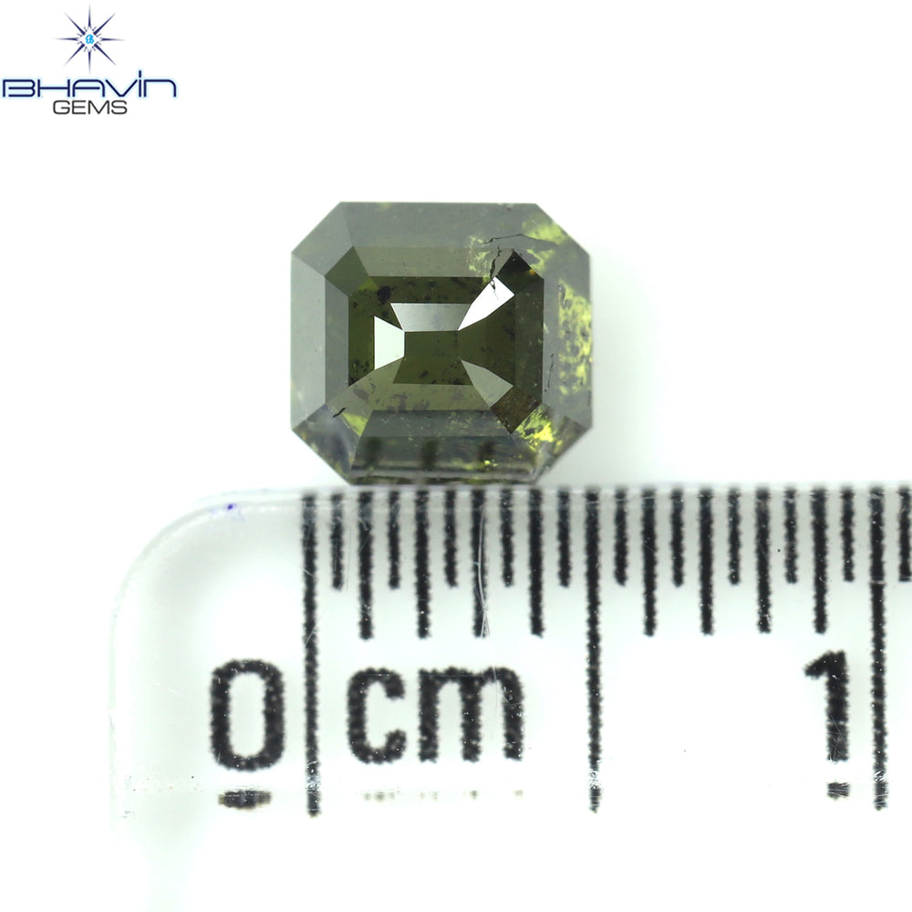 1.03 CT Emerald Shape Natural Diamond Enhanced Green Color I2 Clarity (5.30 MM)