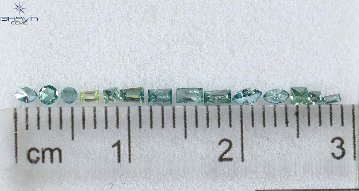 0.29 CT/14 Pcs Natural Mix Diamond Enhanced Blue Color Clarity SI (2.35 MM)