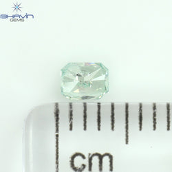 0.16 CT ラディアント シェイプ ナチュラル ダイヤモンド ブルーイッシュ グリーン カラー I1 クラリティ (3.48 MM)