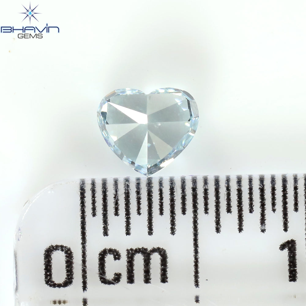 0.44 CT Heart Shape Natural Diamond Enhanced Greenish Blue Color VS1 Clarity (4.50 MM)