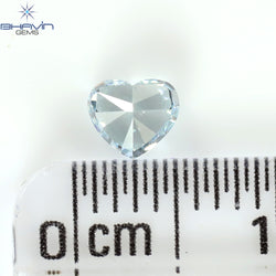 0.44 CT Heart Shape Natural Diamond Enhanced Greenish Blue Color VS1 Clarity (4.50 MM)