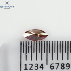 0.10 CT マーキス シェイプ ナチュラル ルース ダイヤモンド ブラウン ピンク カラー VS2 クラリティ (5.00 MM)
