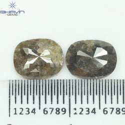 3.29 CT (2 個) オーバル シェイプ ナチュラル ダイヤモンド ブラウン カラー I3 クラリティ (8.57 MM)