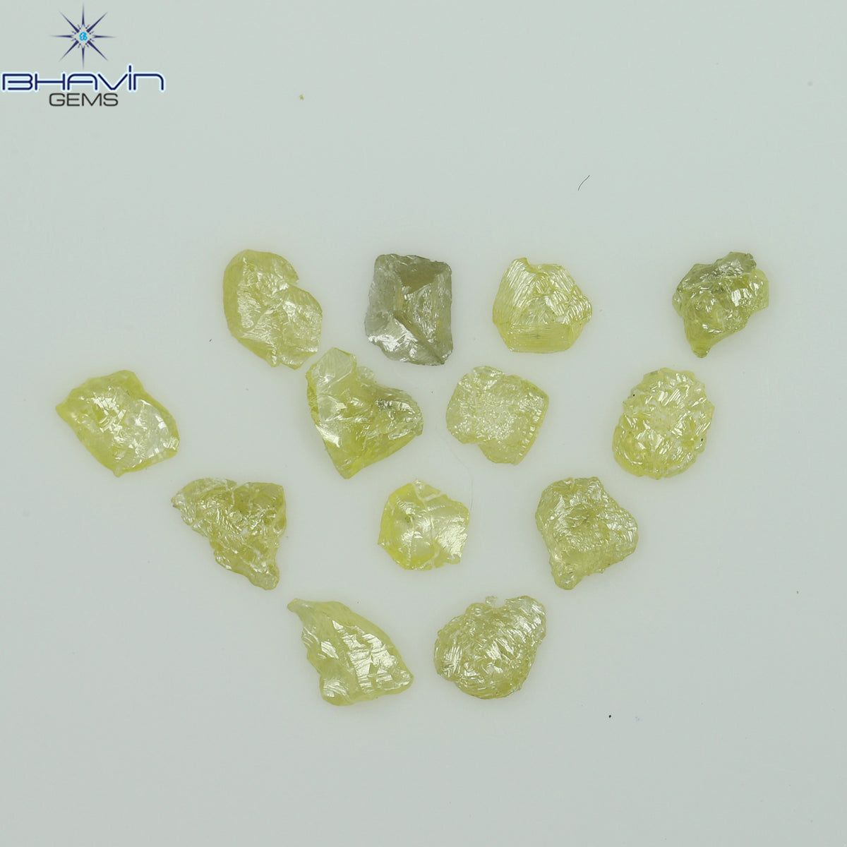 0.60 CT/13 ピース ラフシェイプ エンハンスト イエロー カラー ナチュラル ダイヤモンド I3 クラリティ (3.40 MM)