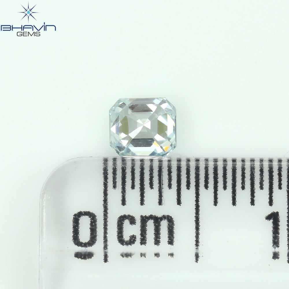 0.23 CT アッシャー シェイプ ナチュラル ダイヤモンド グリーンがかったブルー カラー VS1 クラリティ (3.68 MM)