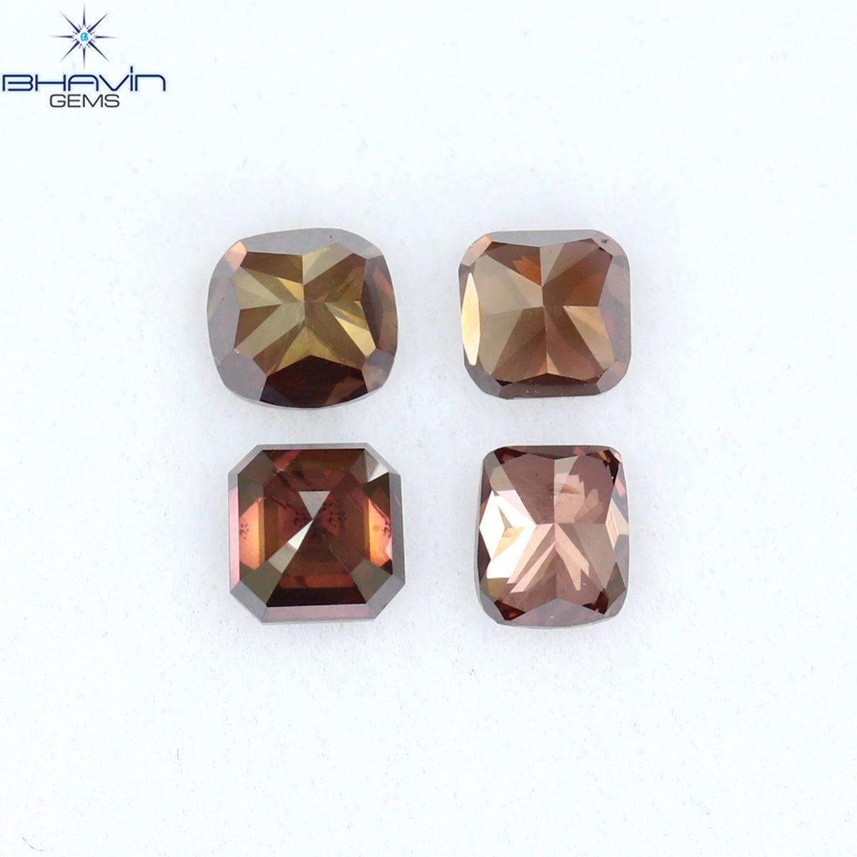 0.70 CT/4 Pcs Natural Cushion Diamond Enhanced Pink Color Clarity VS2 (3.06 MM)