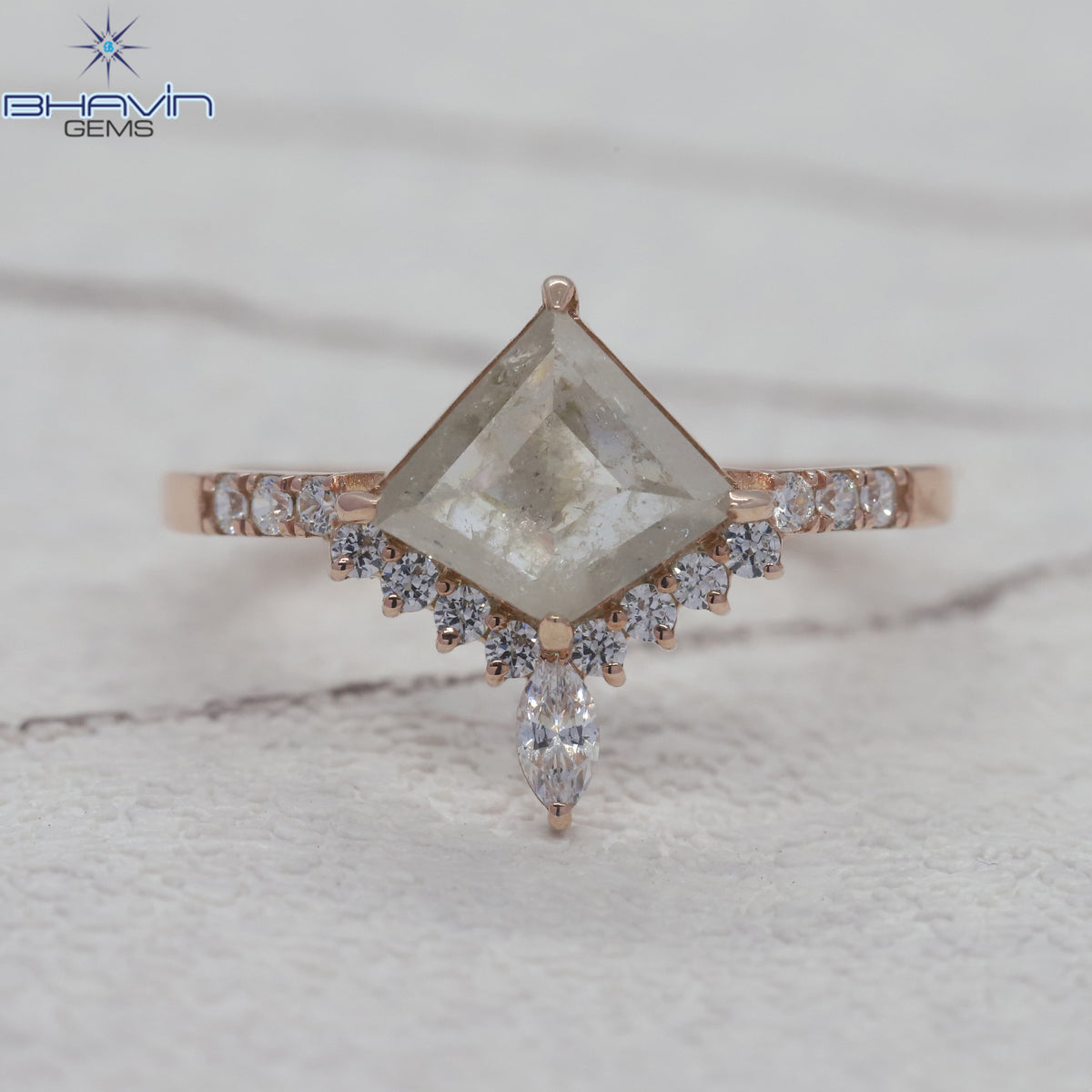 Kite Diamond  White Salt And Pepper Diamond Natural Diamond Ring Gold Ring Engagement Ring