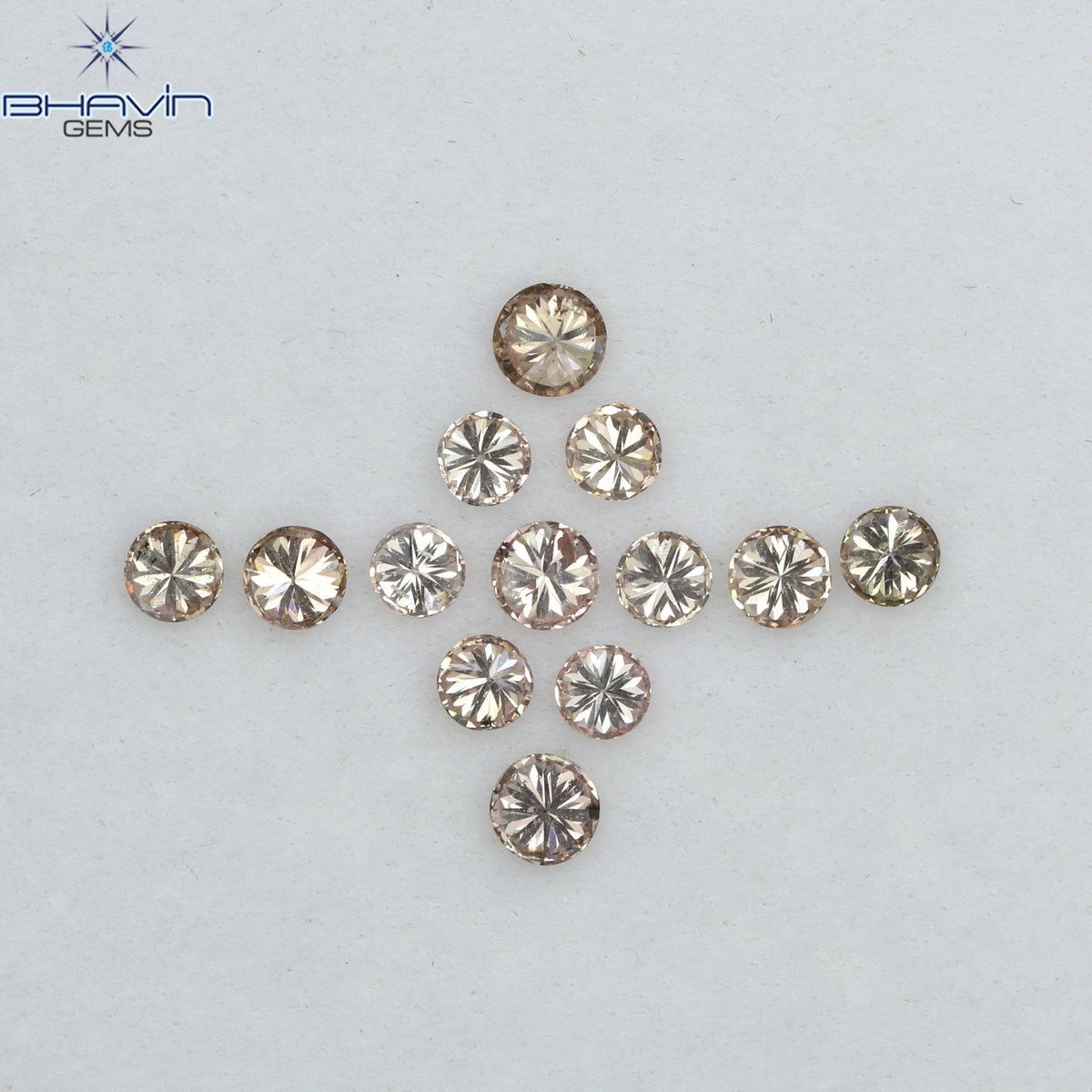 0.52 CT/13 Pcs Natural Round Diamond Brown Pink (Argyle) Color Clarity VS2 (2.35 MM)