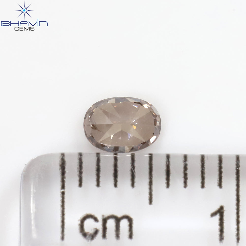 0.24 CT オーバル シェイプ ナチュラル ダイヤモンド ブラウン ピンク カラー SI1 クラリティ (4.46 MM)