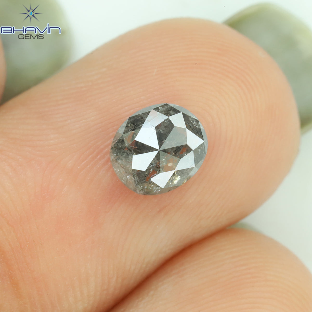 0.71 CT Natural Oval Diamond Salt and Pepper Color Clarity I3 (5.75 MM)