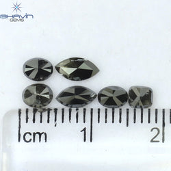 1.50 CT/6 PCS Mix Shape Natural Diamond Black Color Opaque Clarity (6.35 MM)