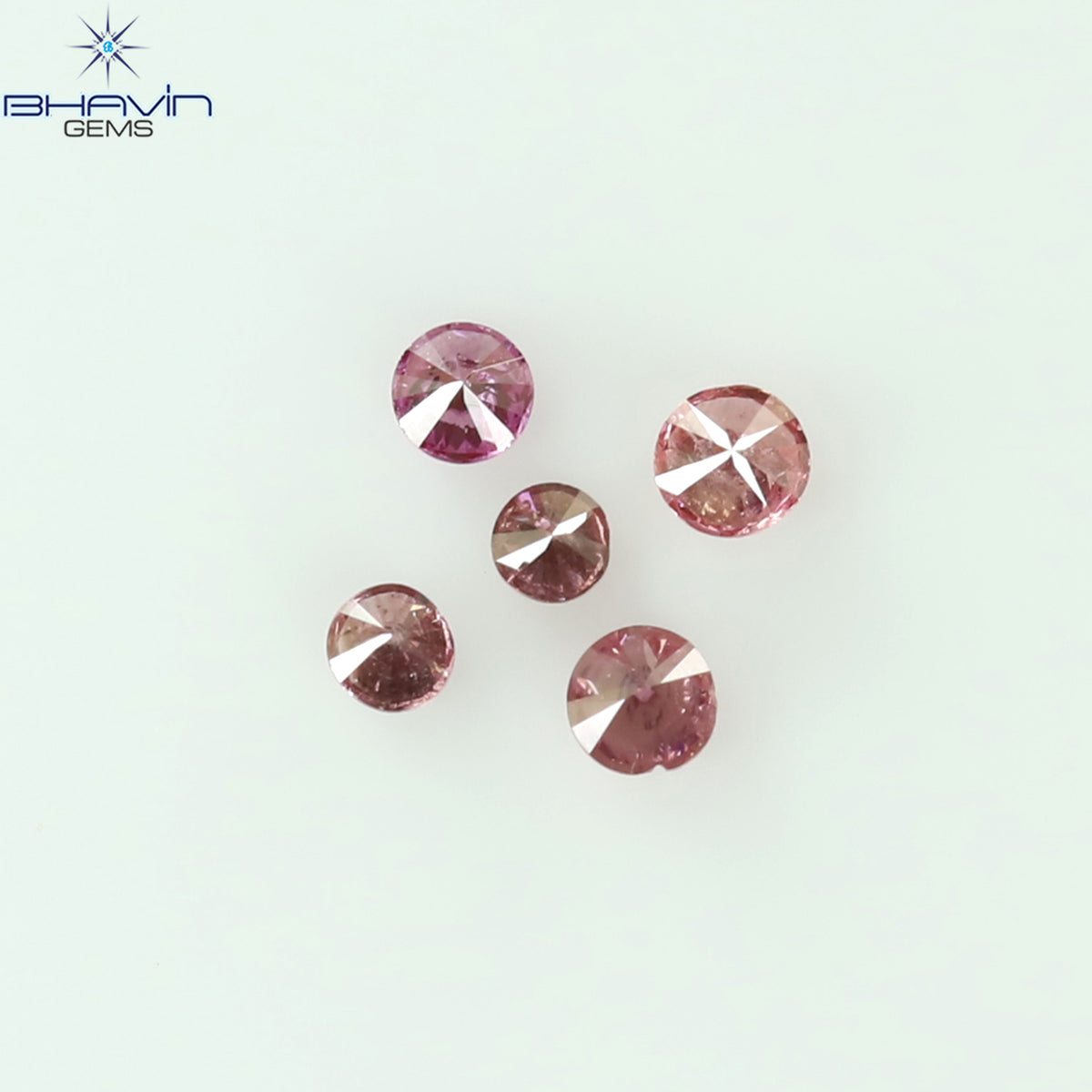 0.05 CT/5 Pcs Natural Round Diamond Enhanced Pink Color Clarity I1 (1.35 MM)