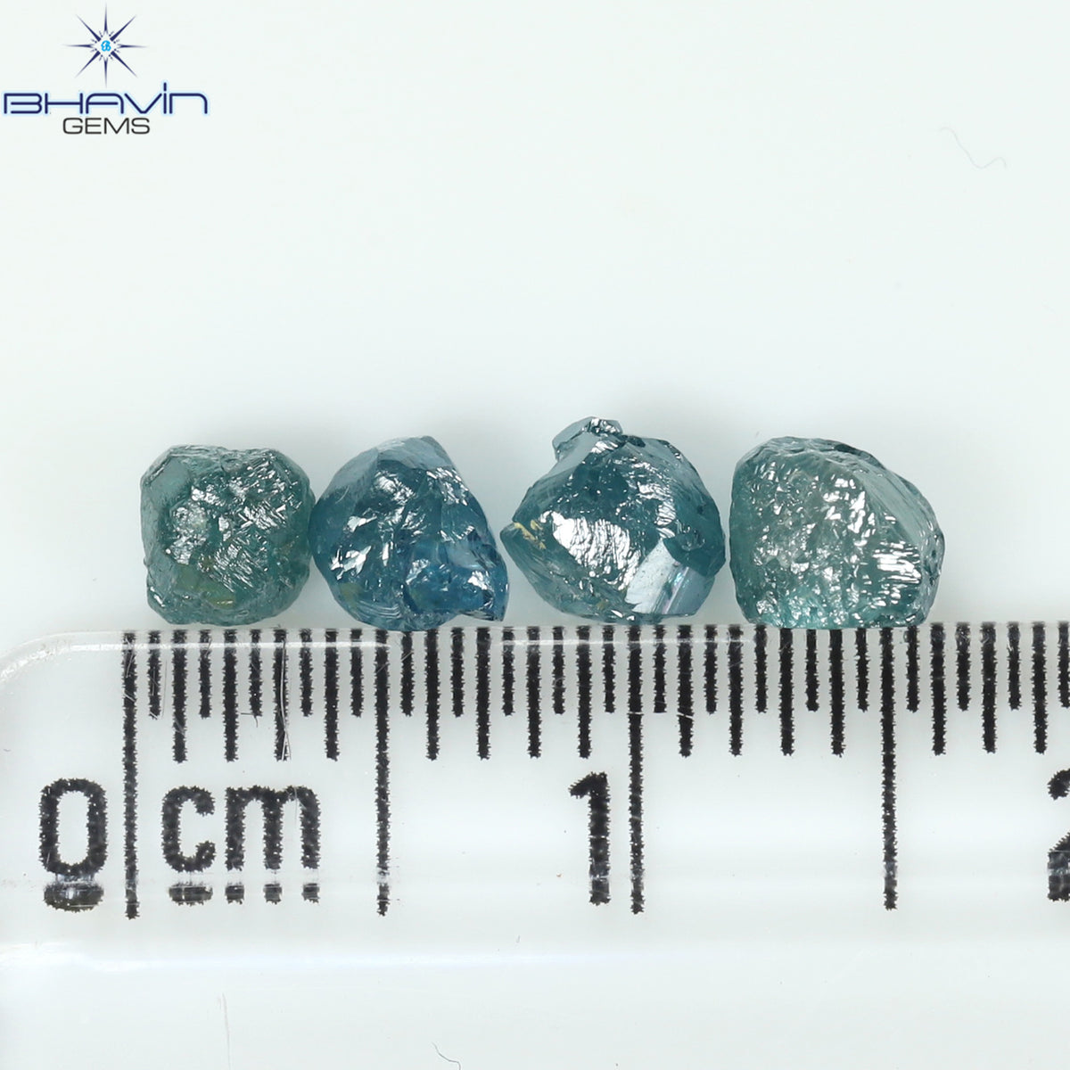1.83 CT/4 Pcs Natural Rough Diamond Enhanced Blue Color Clarity I3 (4.46 MM)