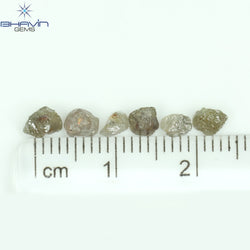 3.38 CT/10 個のラフシェイプ グレーカラー 天然ダイヤモンド I3 クラリティ (3.84 MM)