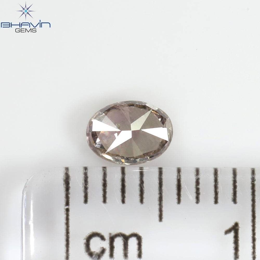 0.27 CT オーバル シェイプ ナチュラル ダイヤモンド ブラウン ピンク カラー SI1 クラリティ (4.66 MM)