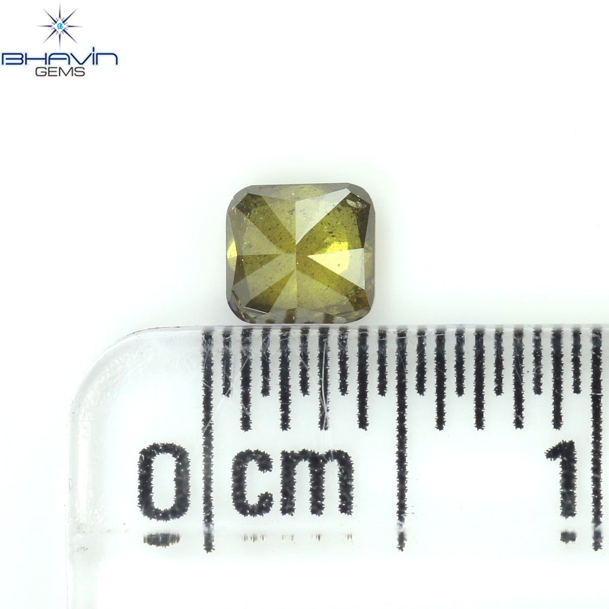 0.29 CT Natural Cushion Diamond Enhanced Green Yellow Color Clarity I1 (3.84 MM)