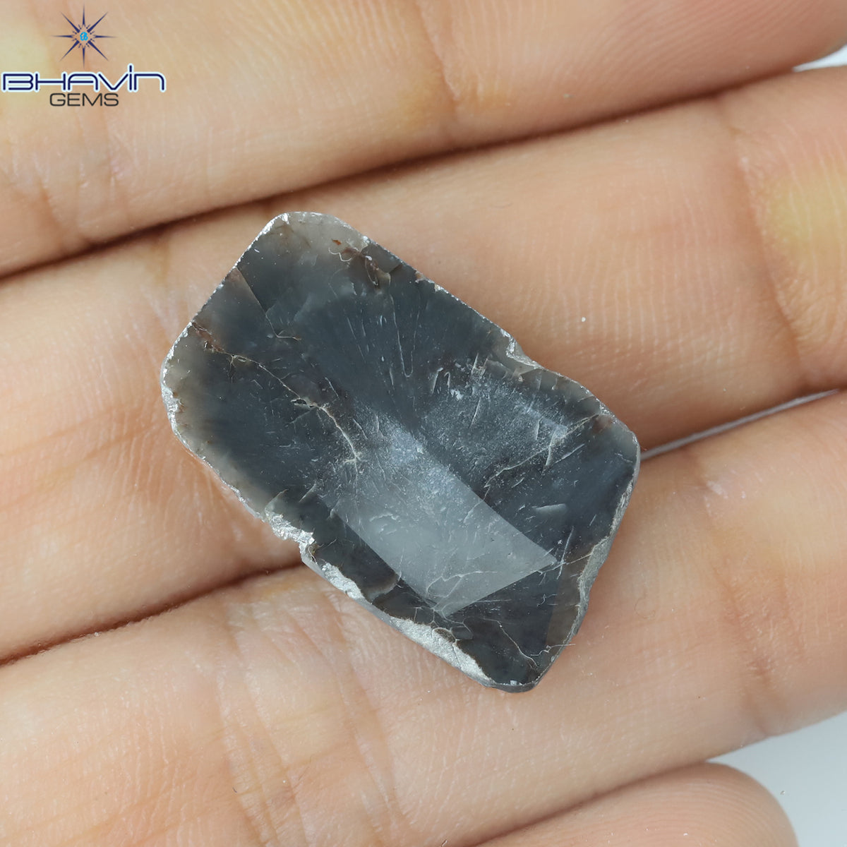 5.75 CT スライス シェイプ ナチュラル ダイヤモンド ブラウン グレー カラー I3 クラリティ (22.00 MM)