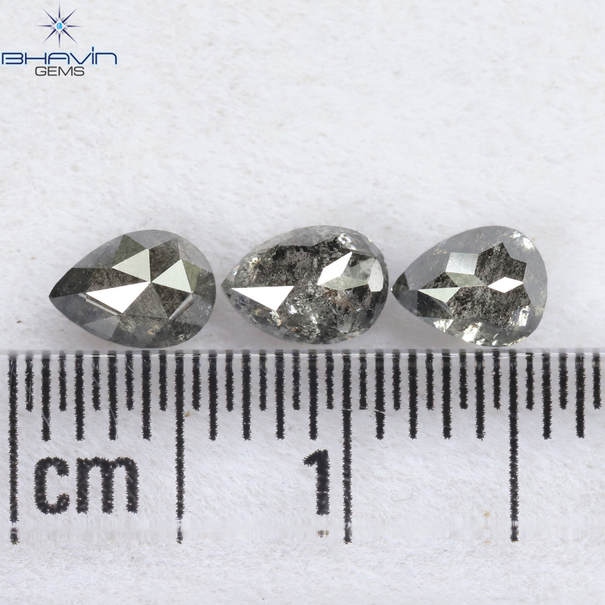 0.95 CT/3 Pcs Natural Pear Diamond Salt And Pepper Color Clarity I3 (5.02 MM)