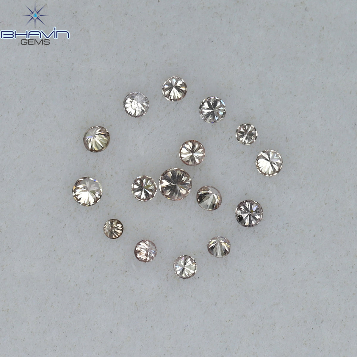 0.09 CT/16 Pcs Natural Round Diamond Brown Pink (Argyle) Color Clarity VS2 (1.40 MM)