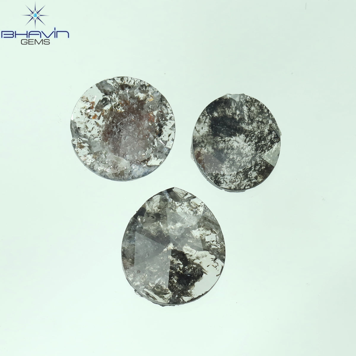 1.16 CT/3 Pcs Natural Mix Slice Diamond Salt And Pepper Color Clarity I3 (7.00 MM)