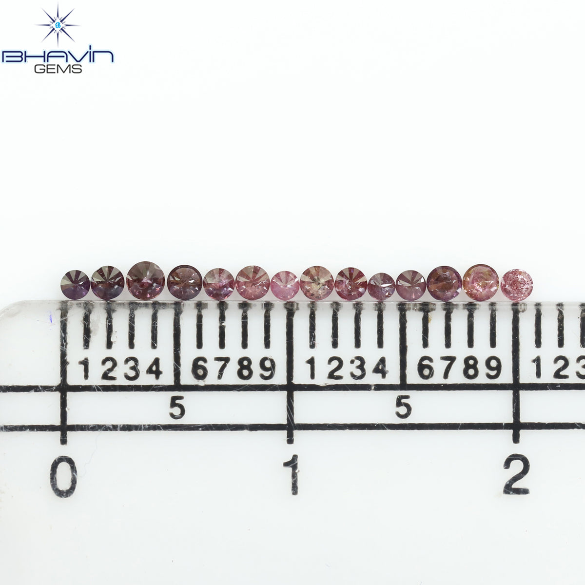 0.20 CT/14 個 ラウンド シェイプ ナチュラル ルース ダイヤモンド ピンク カラー I1 クラリティ (1.50 MM)