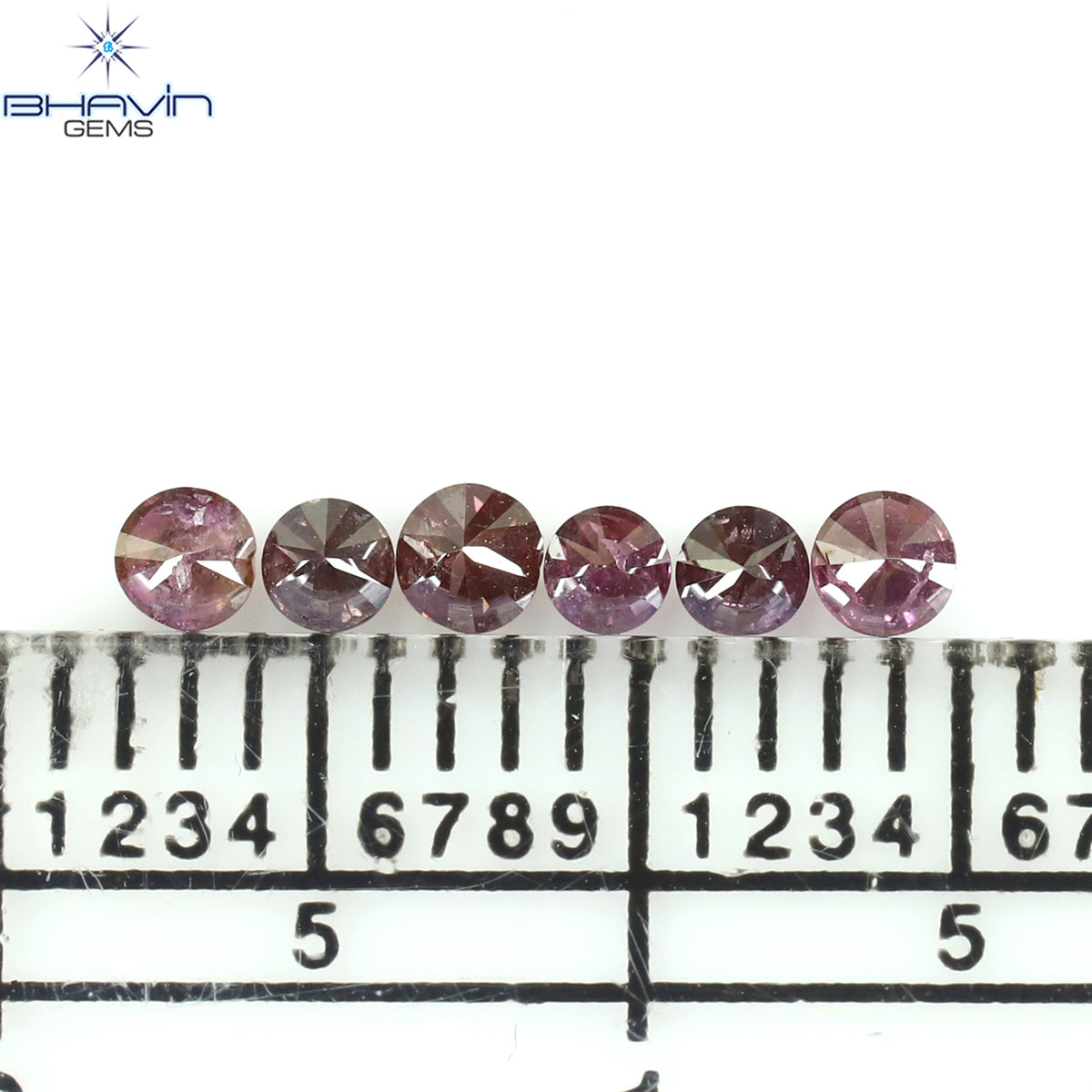 0.26 CT/6 Pcs Natural Round Diamond Enhanced Pink Color Clarity I1 (2.25 MM)