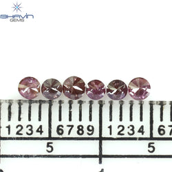 0.26 CT/6 ピース ラウンド シェイプ ナチュラル ルース ダイヤモンド ピンク カラー I1 クラリティ (2.25 MM)