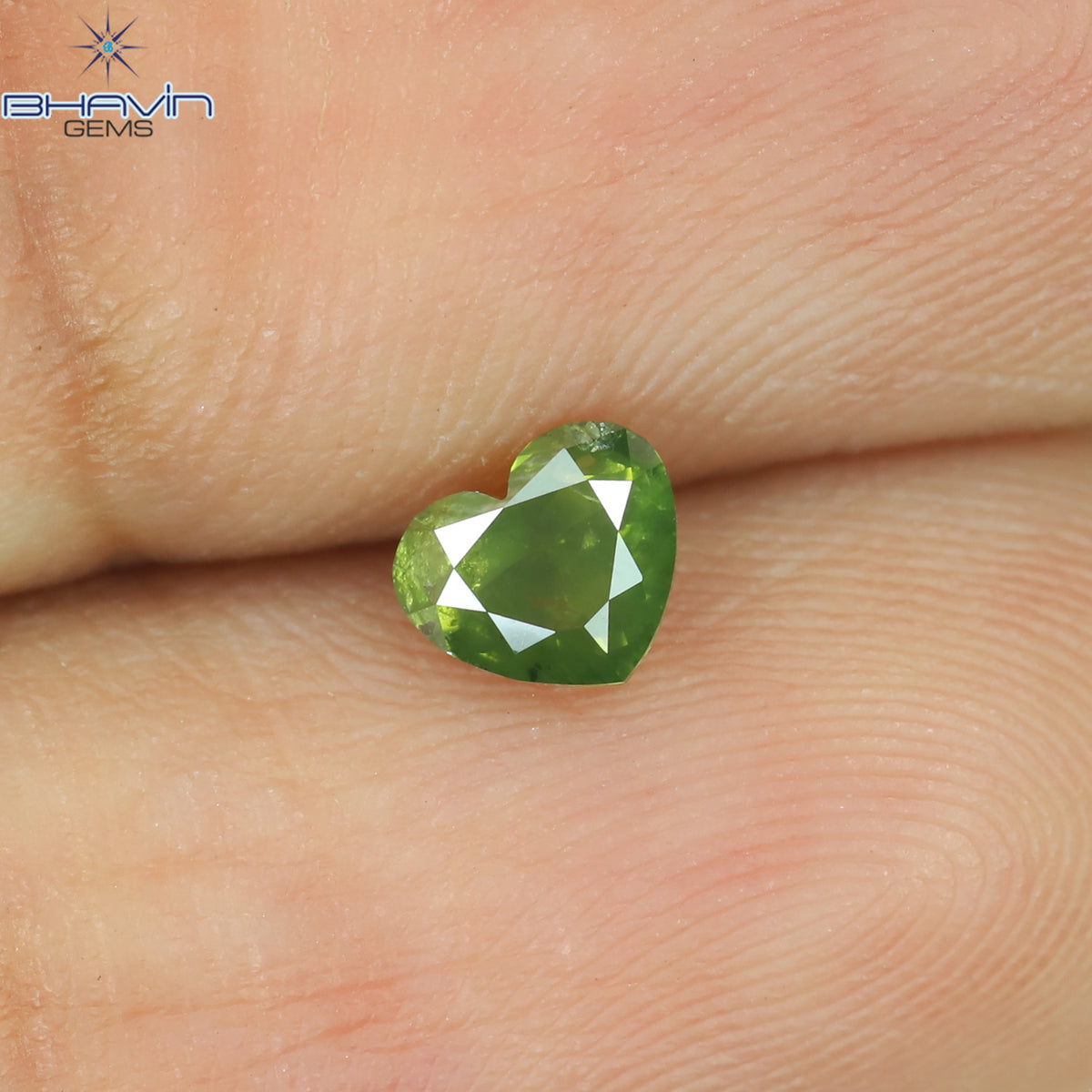 0.39 CT Natural Heart Diamond Enhanced Green Color Clarity I1 (4.70 MM)
