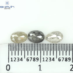 1.26 CT/3 ピース オーバル ペアシェイプ ナチュラル ダイヤモンド ソルト アンド ペッパー カラー I3 クラリティ (5.32 MM)