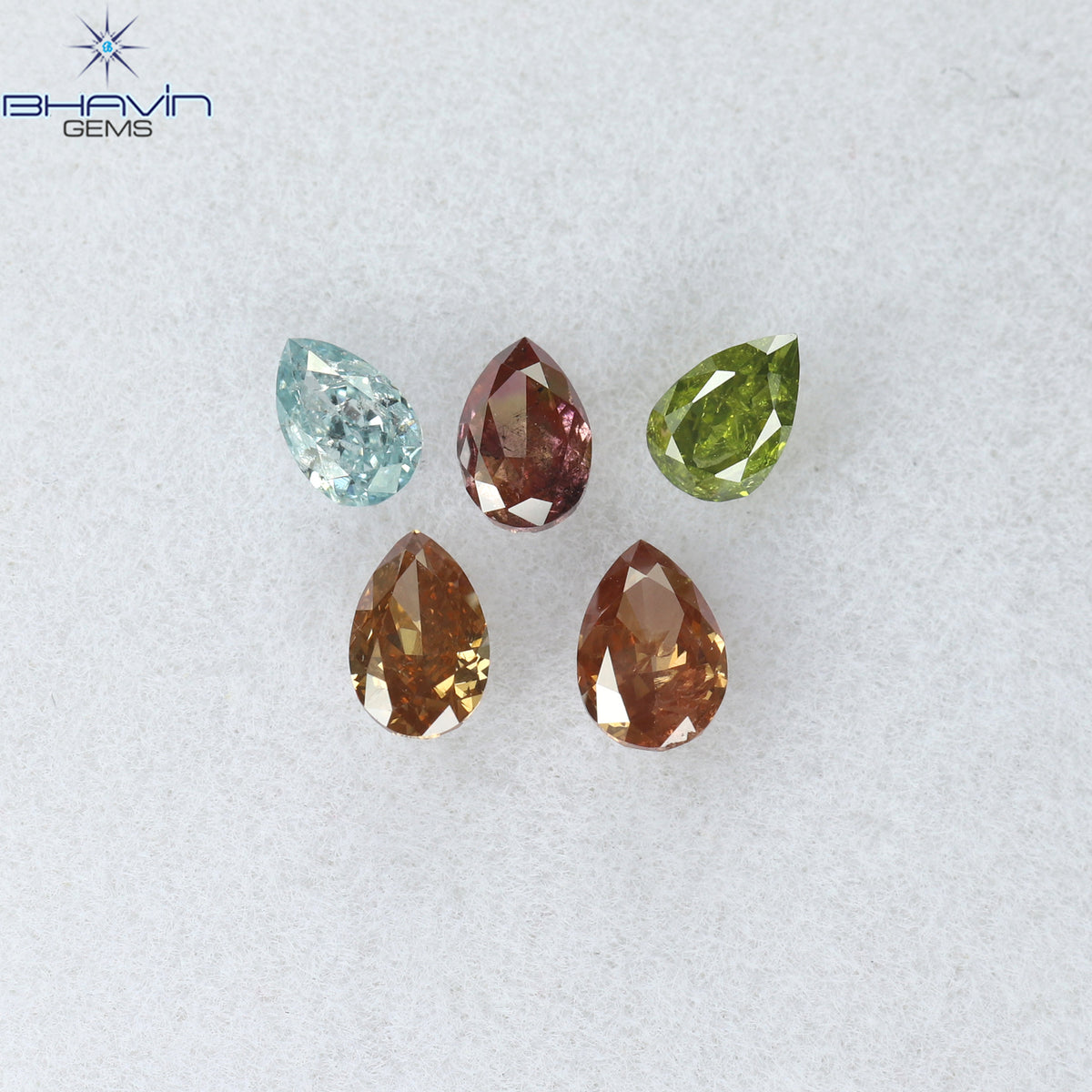0.67 CT/5 Pcs Natural Pear Diamond Enhanced Pink Color Clarity SI2 (4.15 MM)