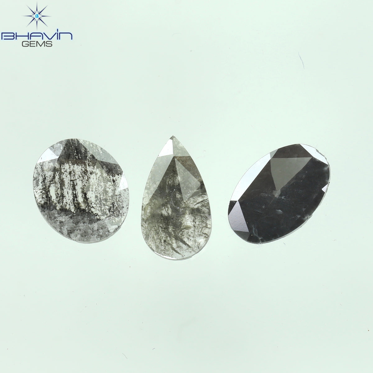 0.97 CT/3 Pcs Natural Mix Slice Diamond Salt And Pepper Color Clarity I3 (7.50 MM)