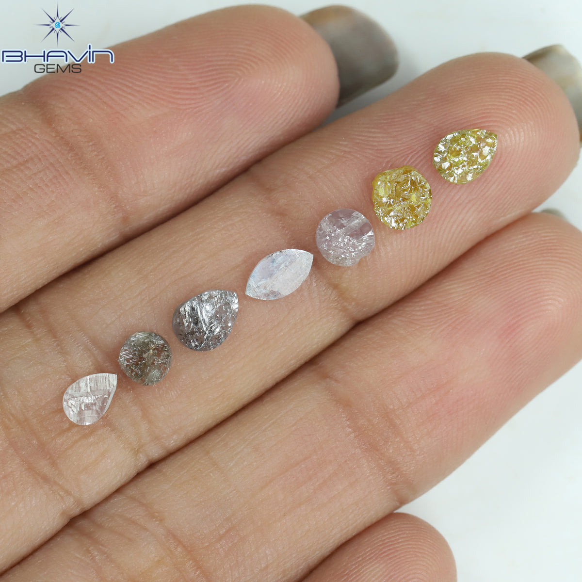 1.16 CT/7 Pcs Natural Uncut Diamond Mix Color Clarity I3 (5.93 MM)