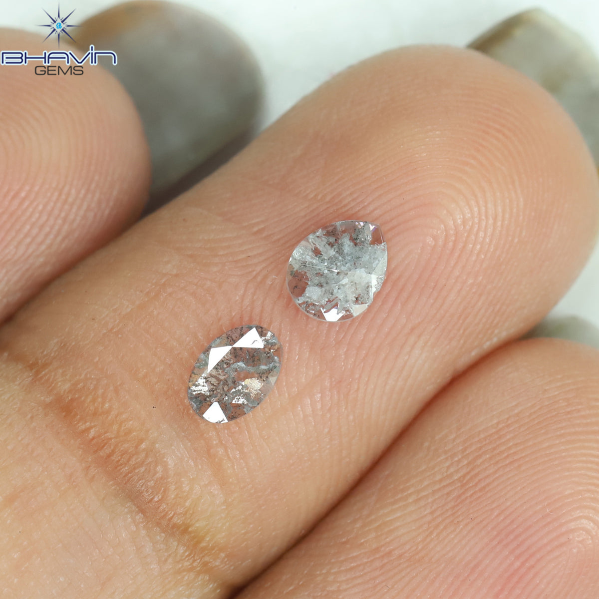0.19 CT/2 Pcs Natural Mix Slice Diamond Salt And Pepper Color Clarity I3 (4.58 MM)