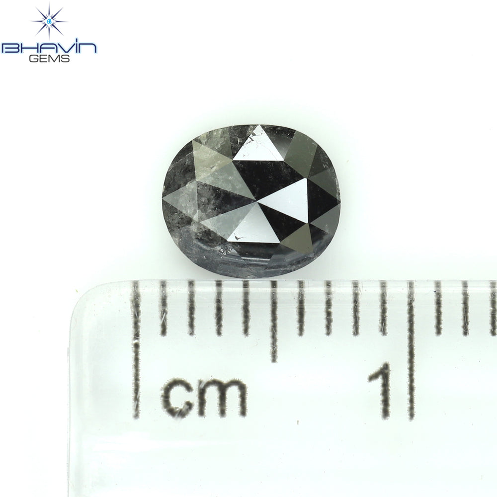 0.80 CT オーバルシェイプ ナチュラル ダイヤモンド ソルト アンド ペッパー カラー I3 クラリティ (6.53 MM)