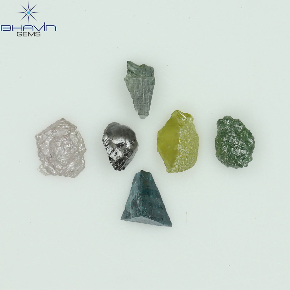 3.87 CT/57 Pcs Natural Rough Diamond Enhanced Mix Fancy Color Clarity I3 (3.28 MM)